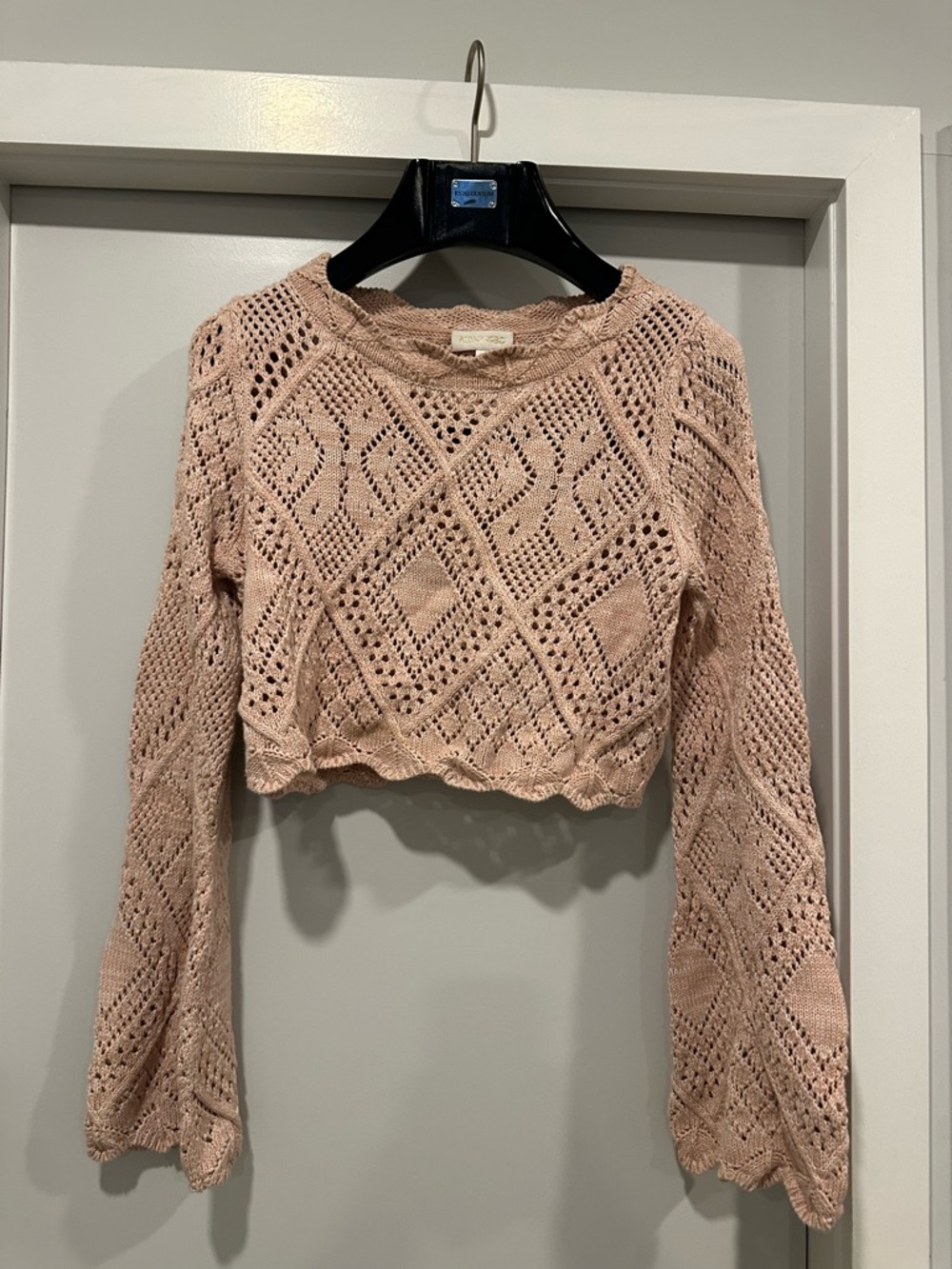 Ronny Kobo Collection Blush Pink Open-Knit Top